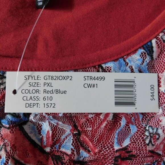 Zac &Rachel Top Draped Sleeveless Lace Layered Red PXL NEW - Picture 5 of 5